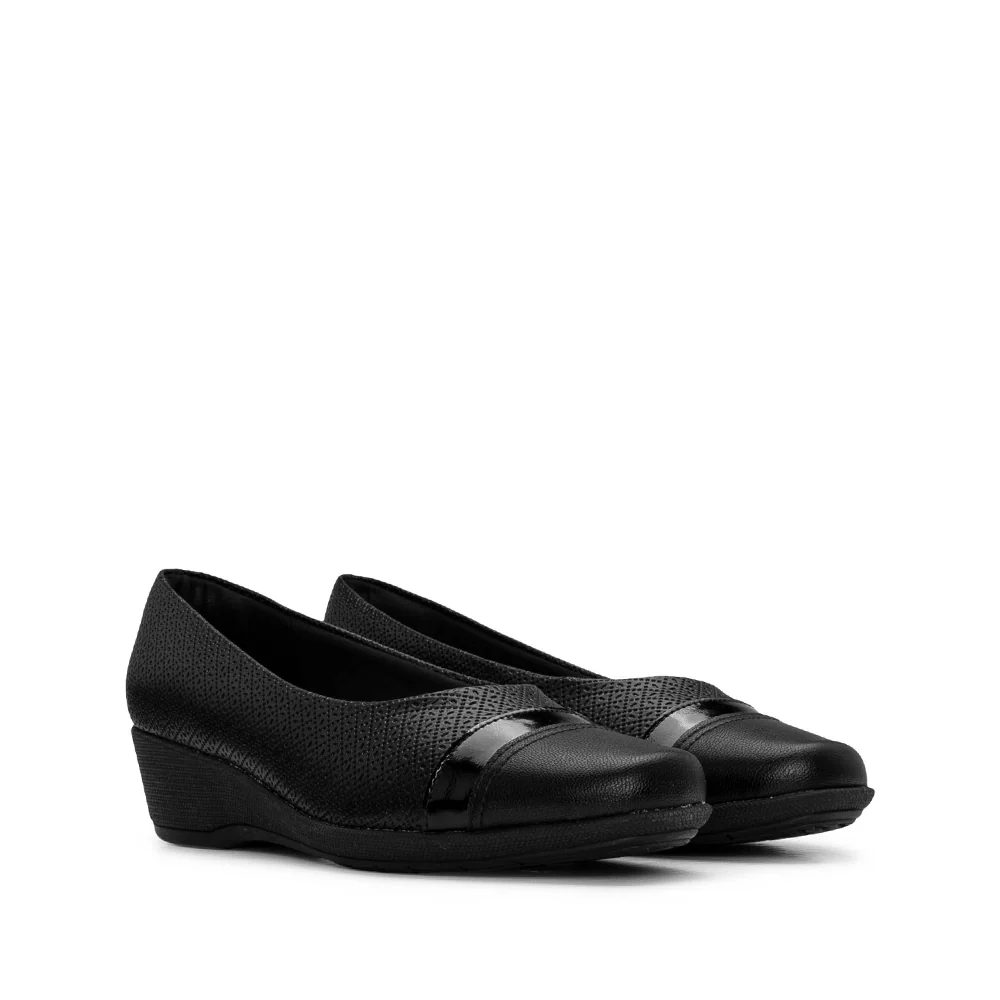 Sapato Salto Cunha Mulher Gravado Preto - Image 2