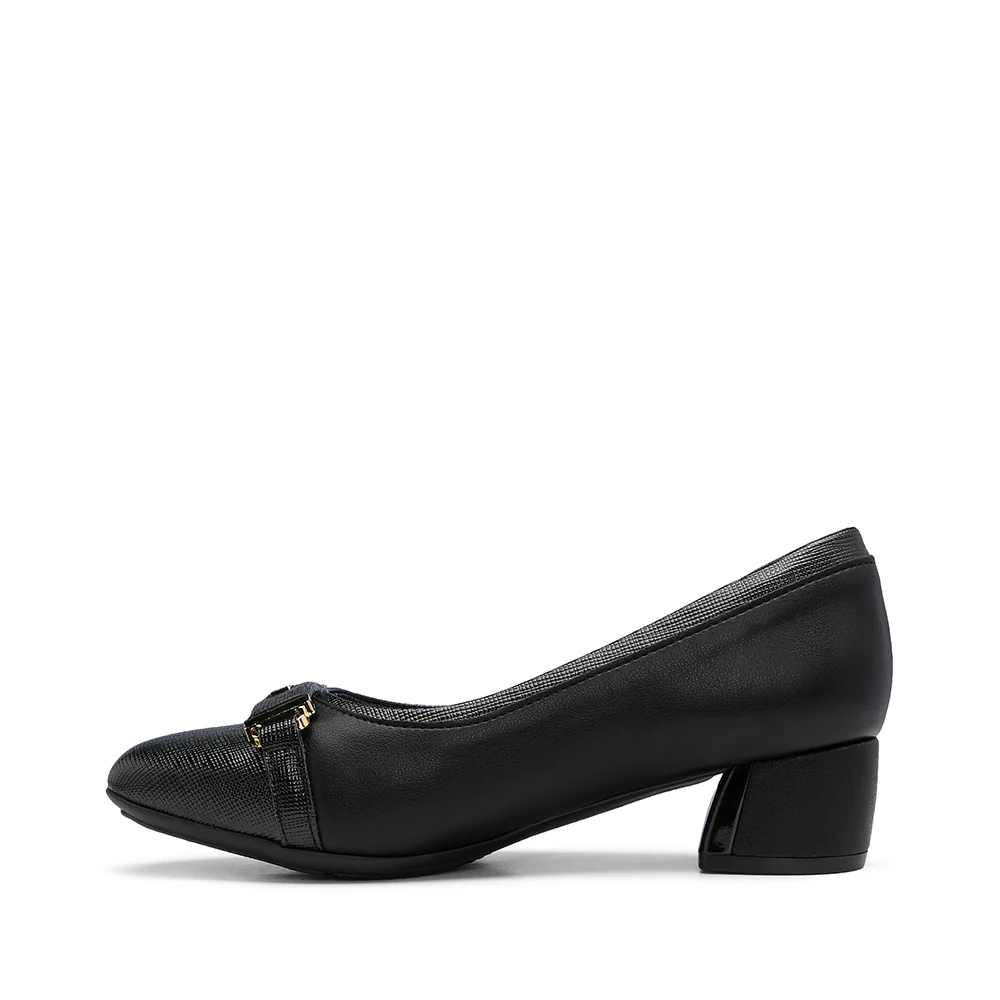 Sapato Salto Médio Mulher Gravado Preto - Image 2