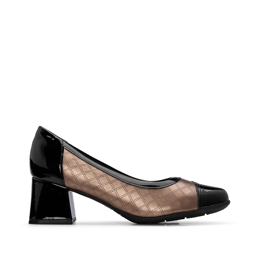 Sapato Salto Médio Mulher Gravado Bronze
