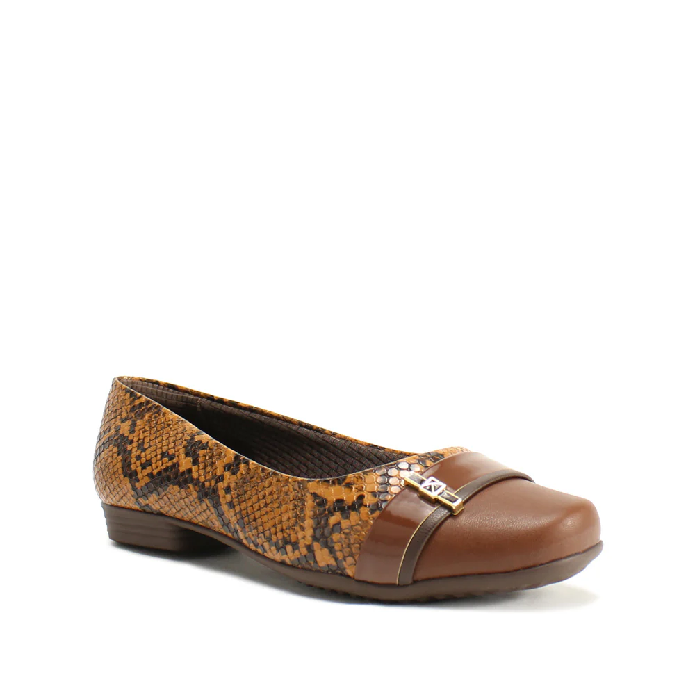 Sapato Salto Raso Mulher Animal Print Castanho - Image 3