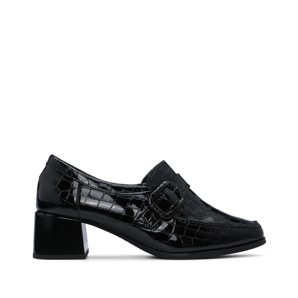 Sapato Salto Médio Mulher Animal Print Preto