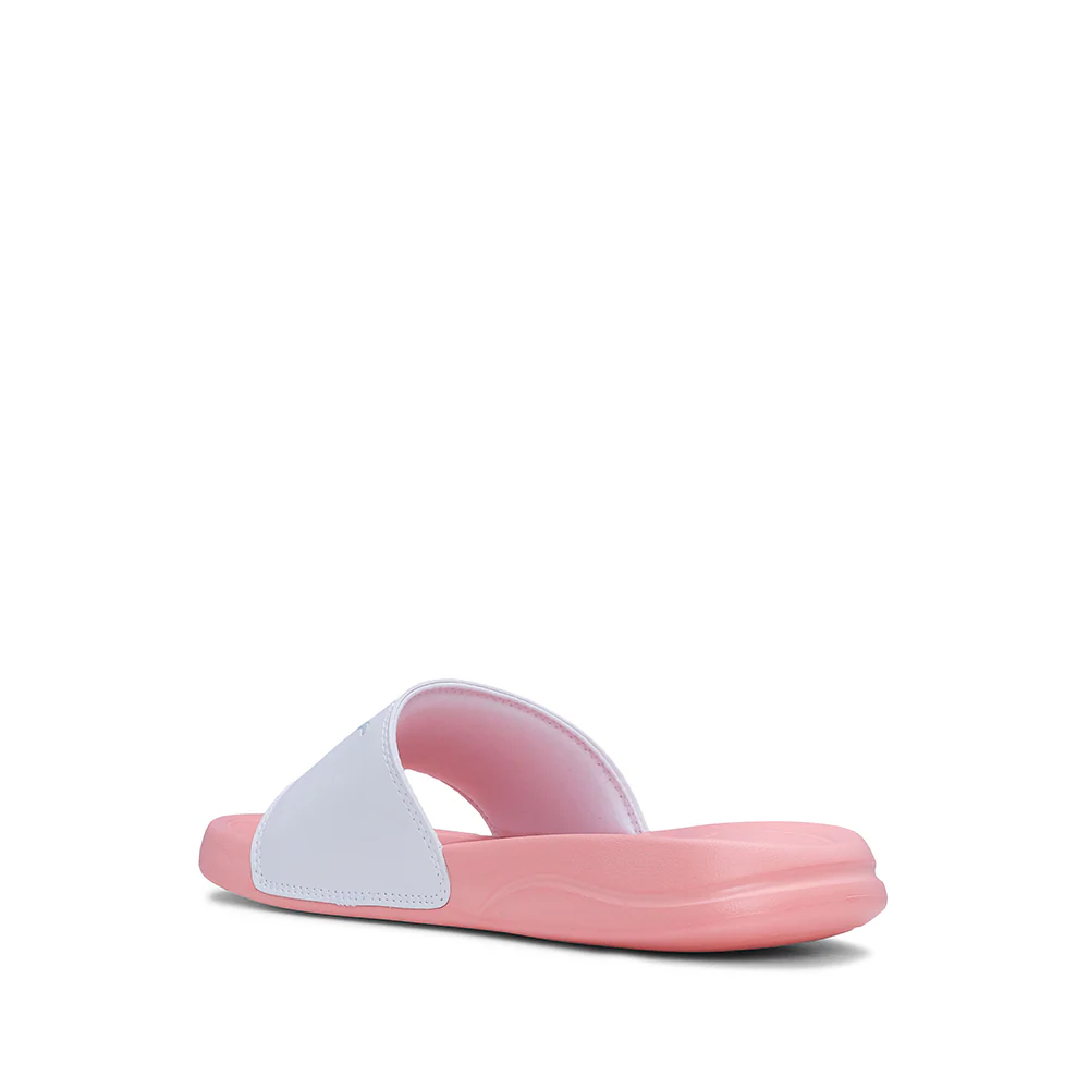 Chinelo Salto Raso Mulher Pele Sintética Branco E Rosa - Image 4