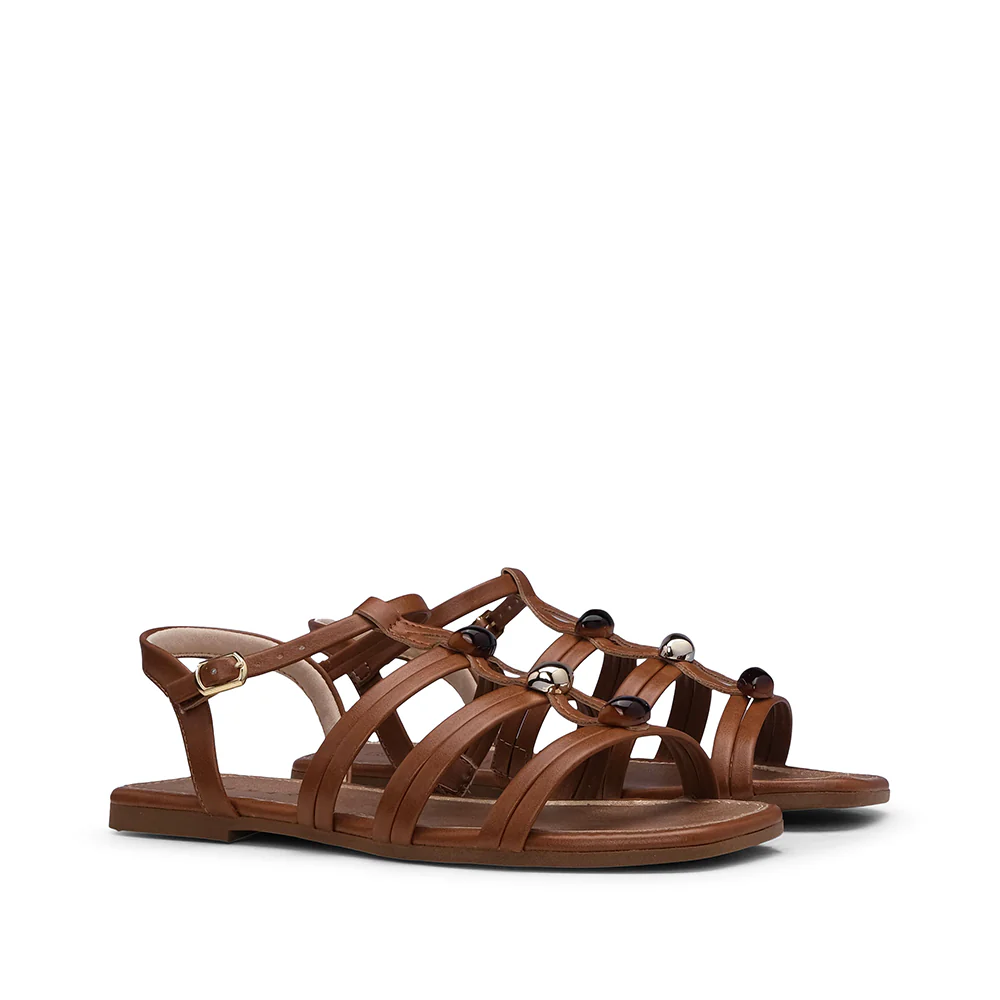 Sandália Salto Raso Mulher Camel - Image 2