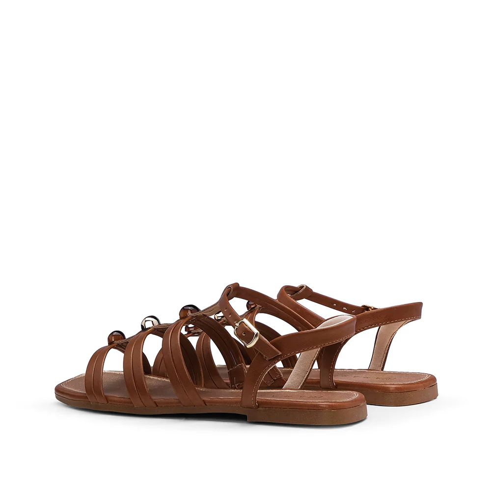 Sandália Salto Raso Mulher Camel - Image 3