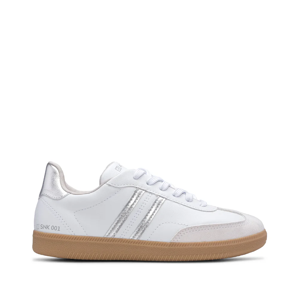 Sapatilha Casual Mulher Pele Sintética Branco E Prata
