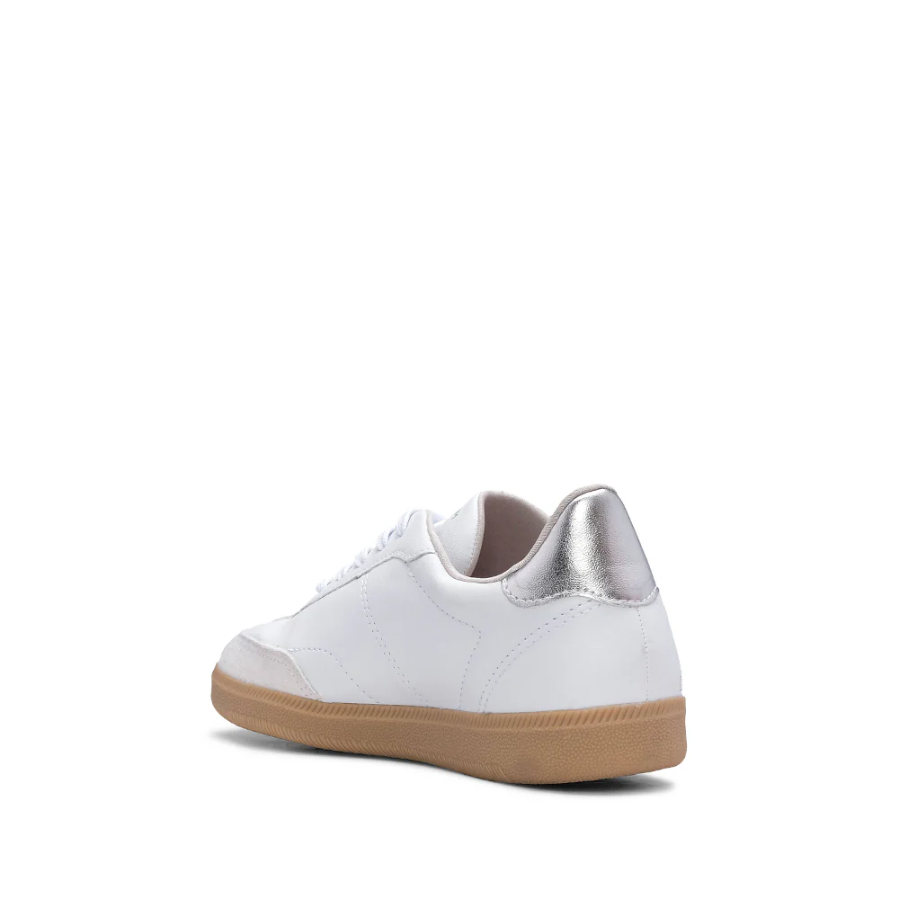 Sapatilha Casual Mulher Pele Sintética Branco E Prata - Image 4