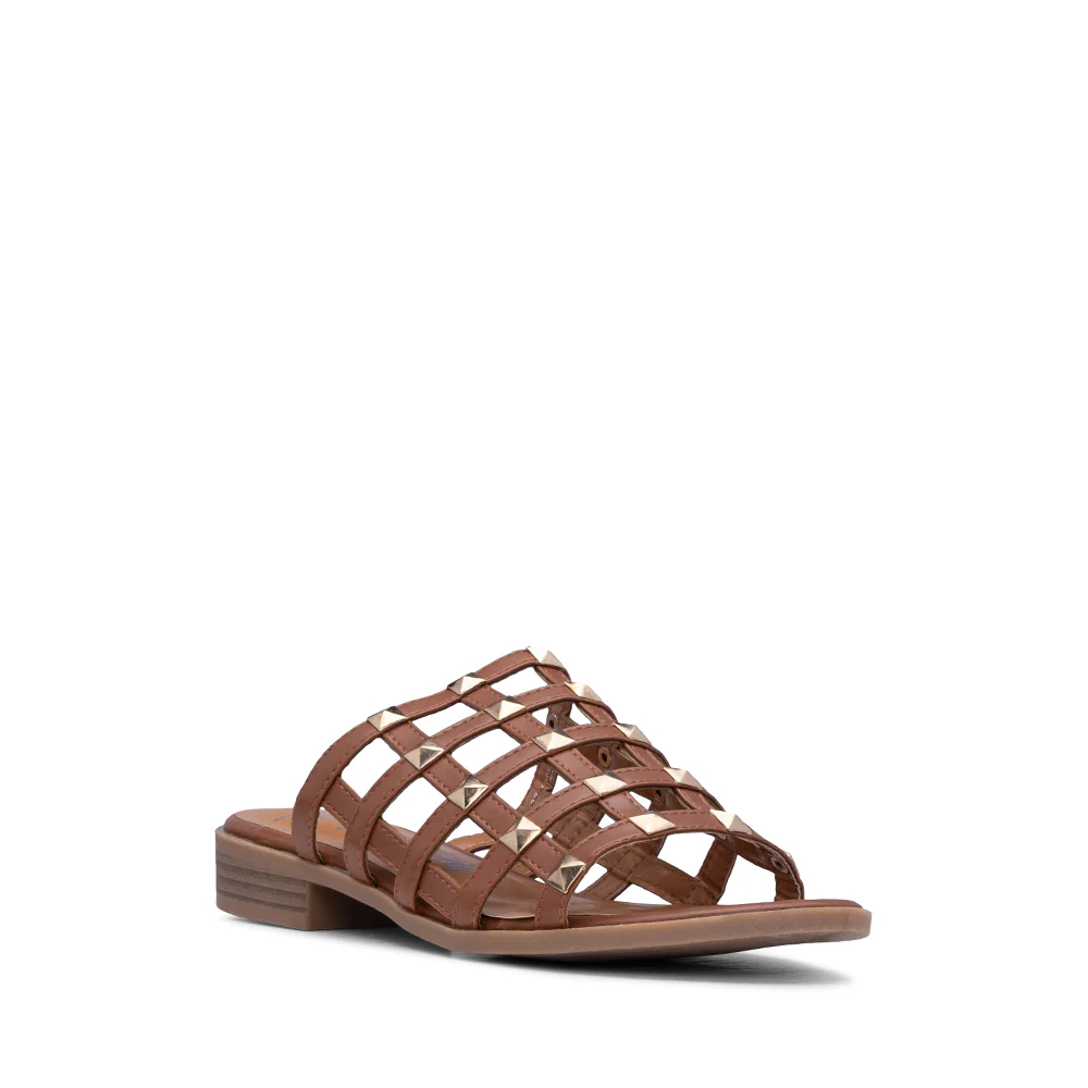 Chinelo Salto Raso Mulher Pele Sintética Castanho - Image 3