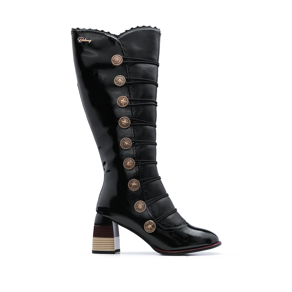 Bota Cano Alto Mulher Pele Sintética Preto