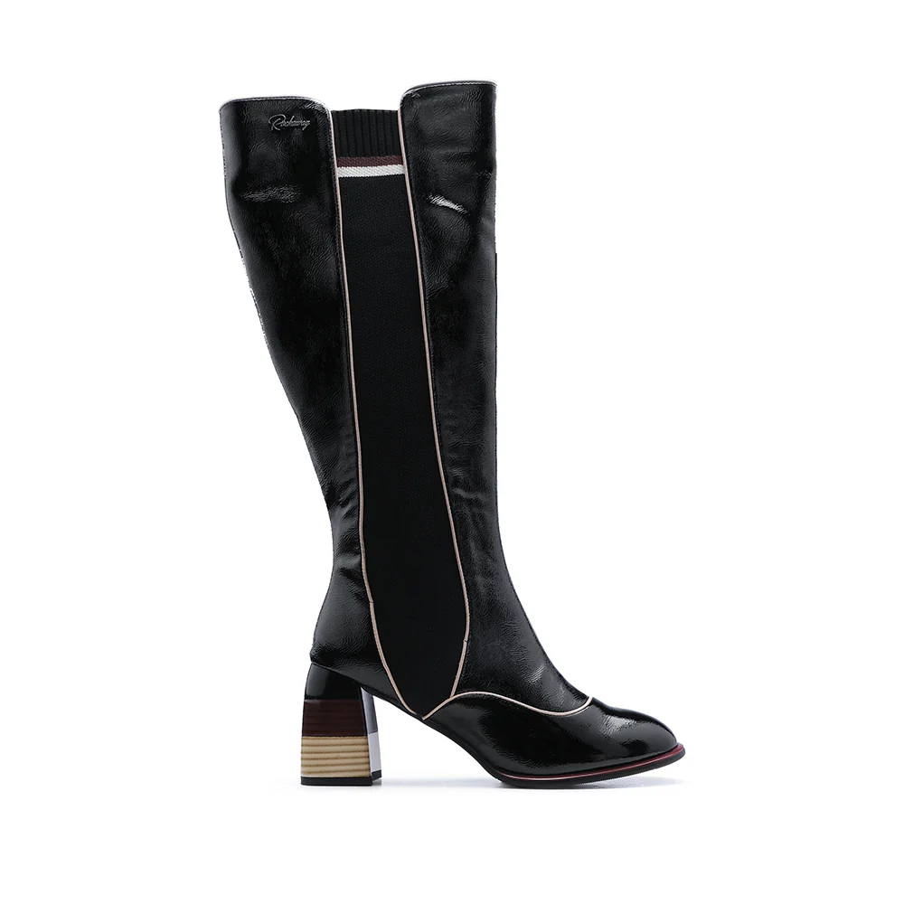 Bota Cano Alto Mulher Verniz Preto
