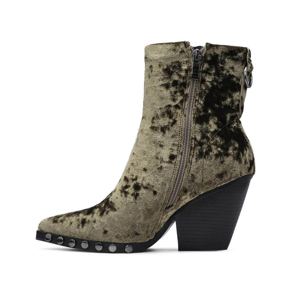 Bota Salto Alto Mulher Veludo Verde - Image 2