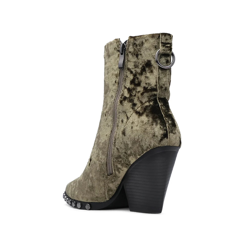 Bota Salto Alto Mulher Veludo Verde - Image 4