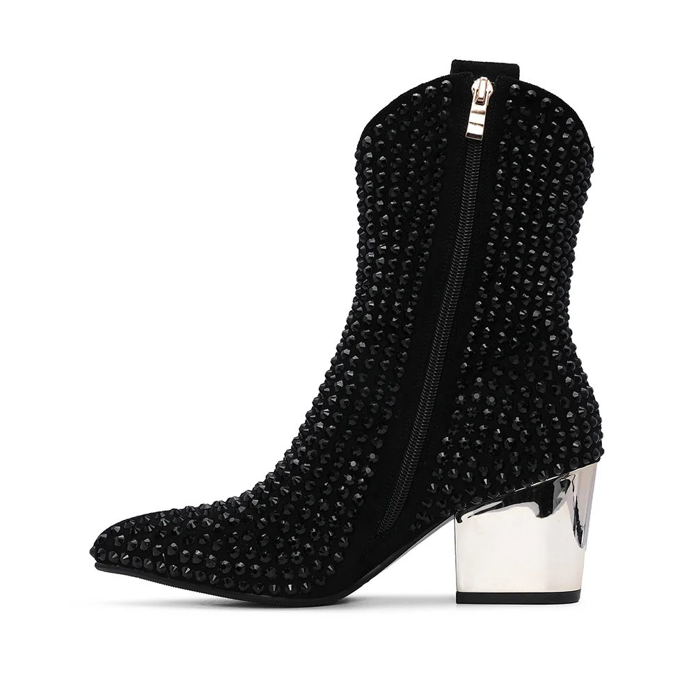 Bota Salto Médio Mulher Fantasia Preto - Image 2