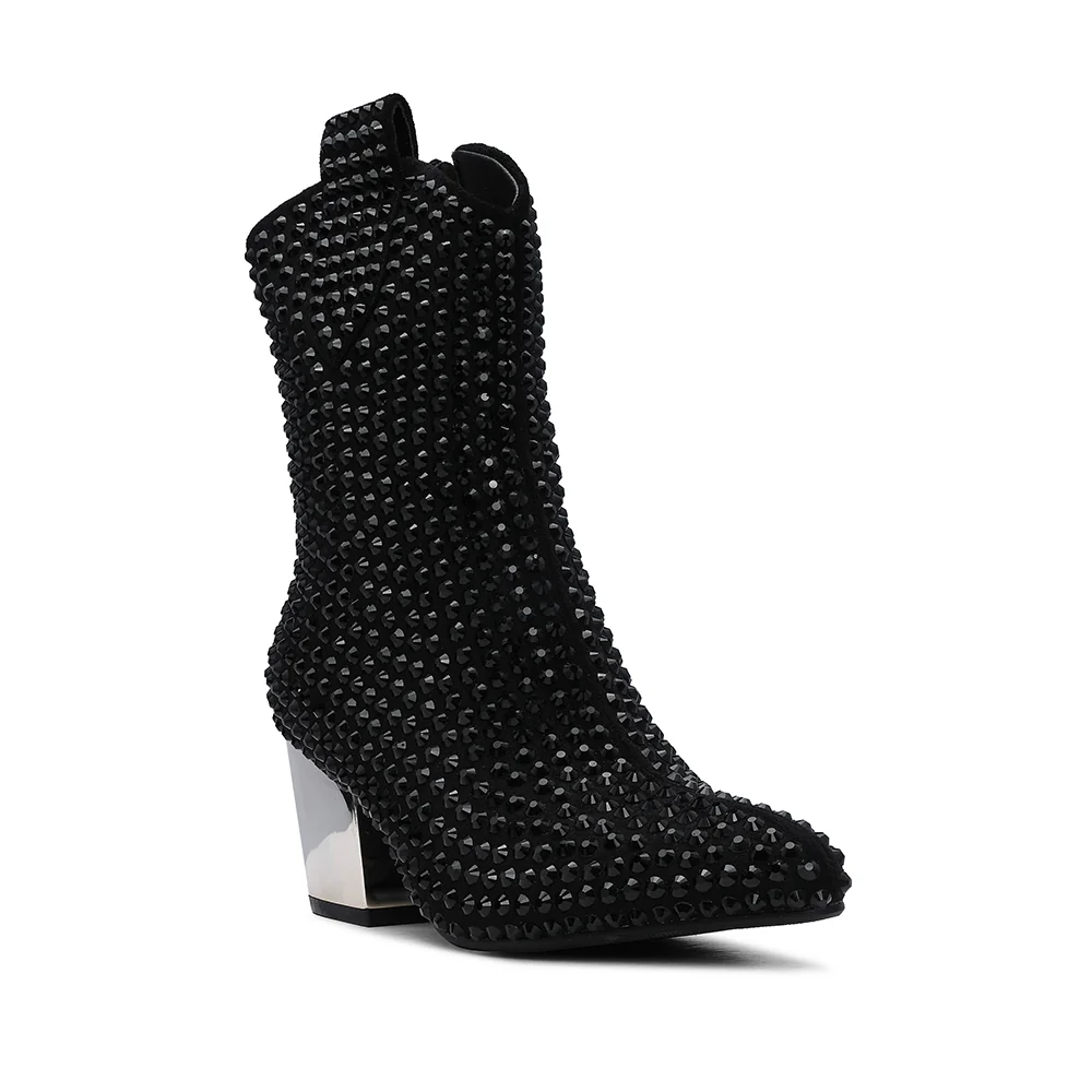 Bota Salto Médio Mulher Fantasia Preto - Image 3
