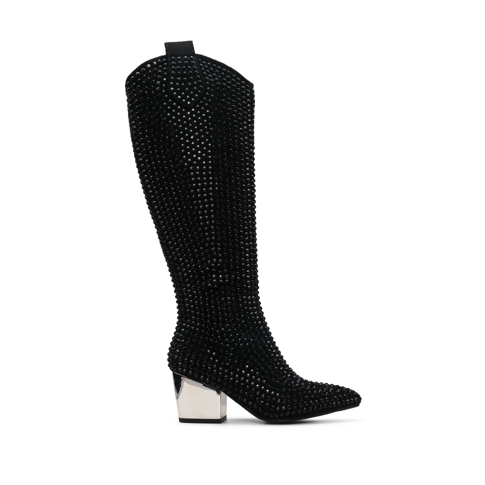 Bota Salto Médio Mulher Fantasia Preto