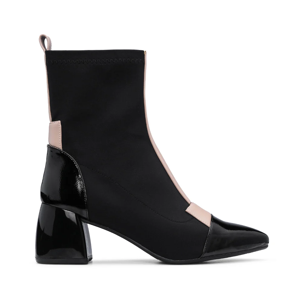 Botim Casual Mulher Verniz Preto