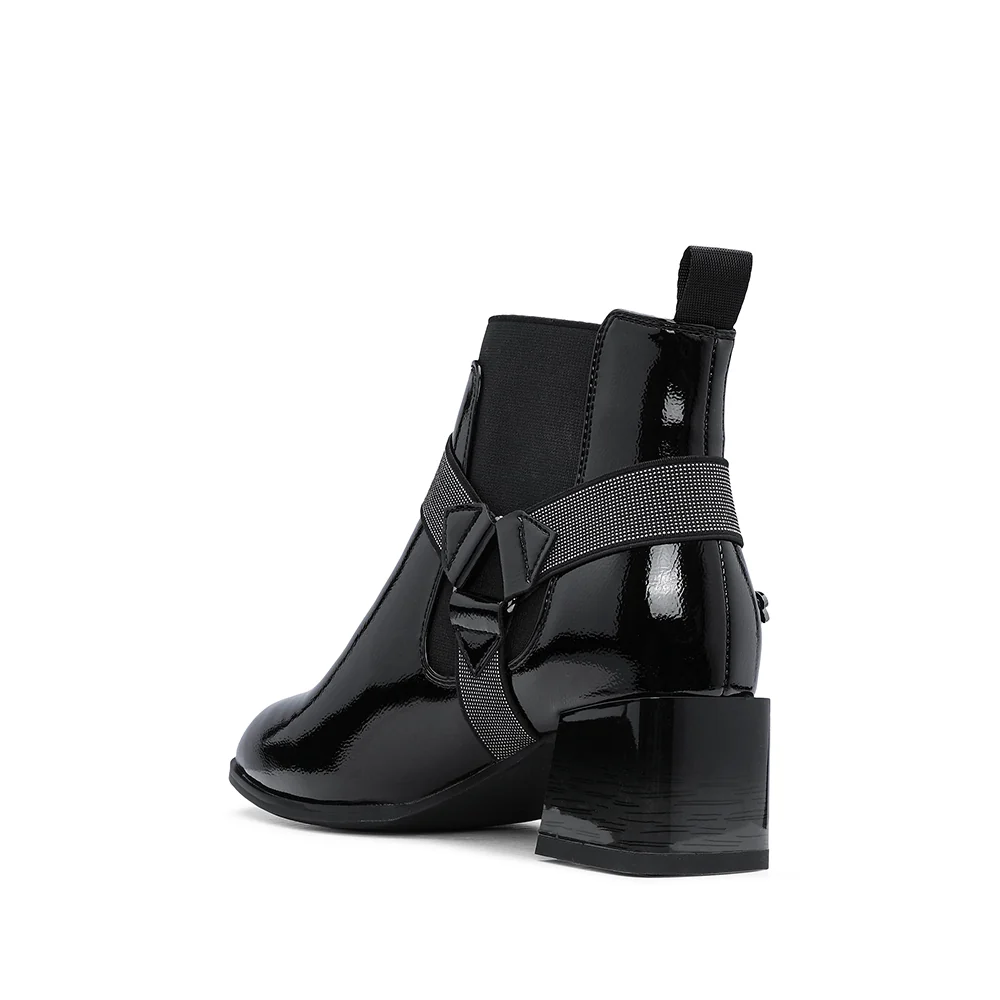 Botim Casual Mulher Verniz Preto - Image 4