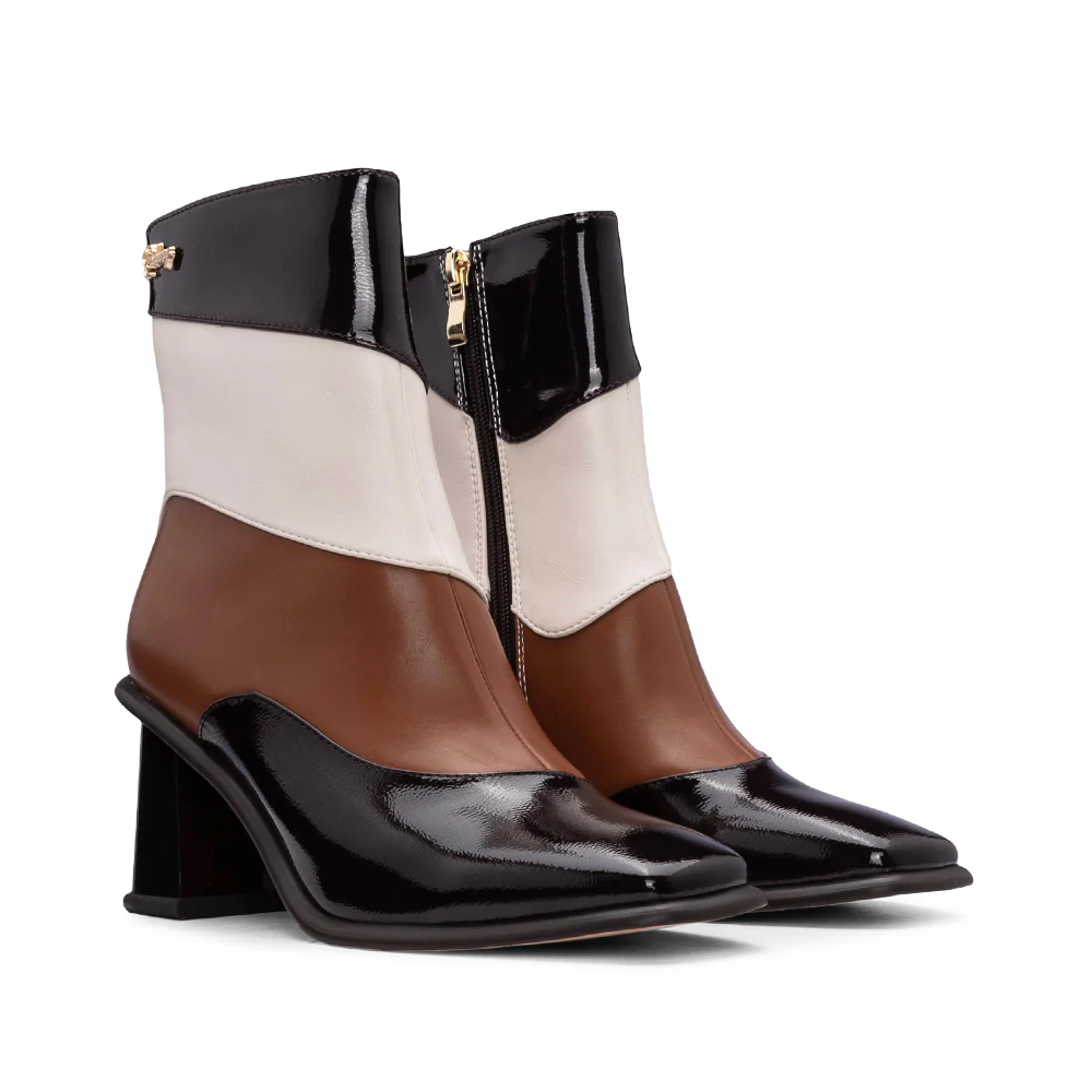 Botim Salto Alto Mulher Verniz Camel - Image 2