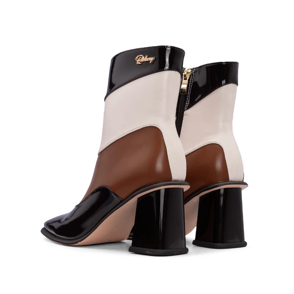 Botim Salto Alto Mulher Verniz Camel - Image 3