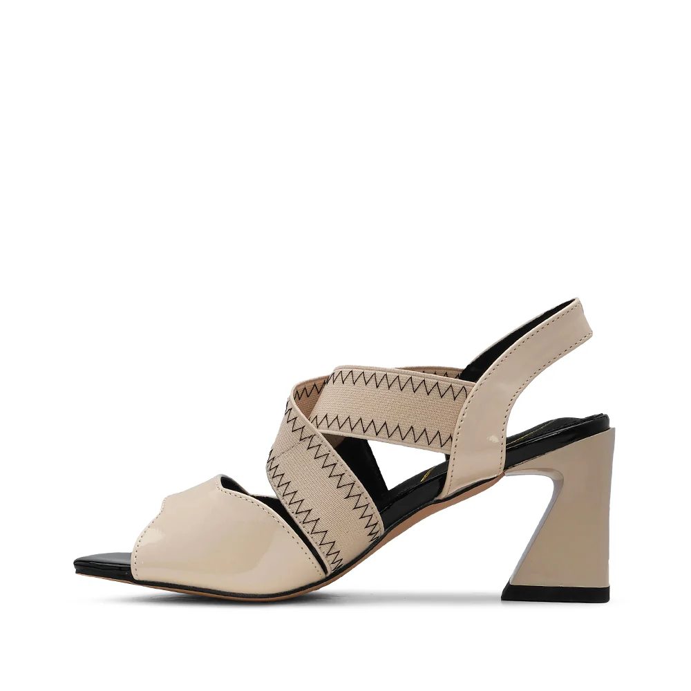Sandália Salto Alto Mulher Verniz Bege - Image 2