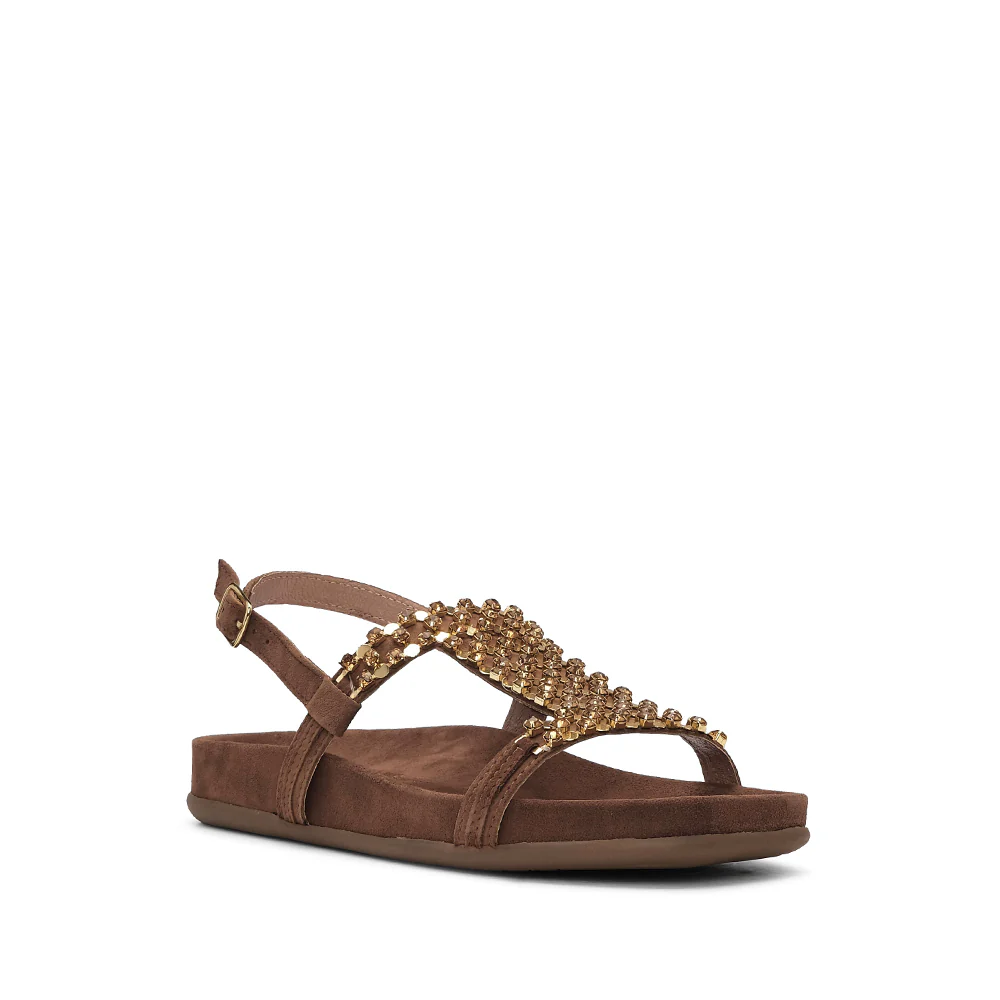 Sandália Salto Raso Mulher Camurça Camel - Image 3