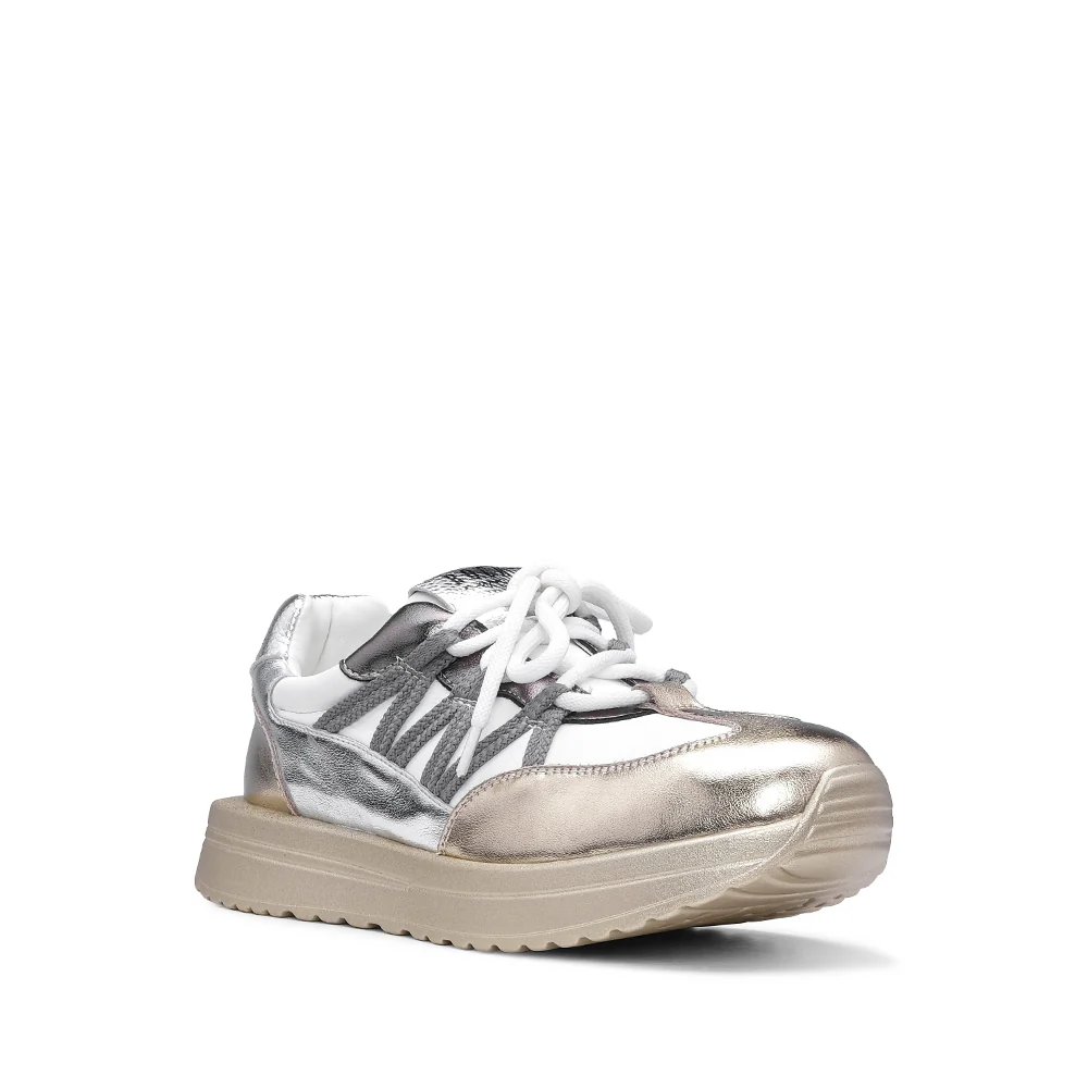 Sapatilha Casual Mulher Metalizado Branco E Ouro - Image 3
