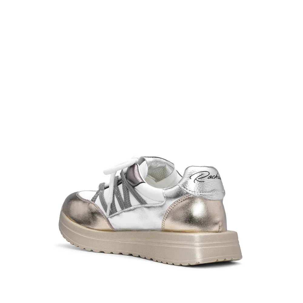 Sapatilha Casual Mulher Metalizado Branco E Ouro - Image 4