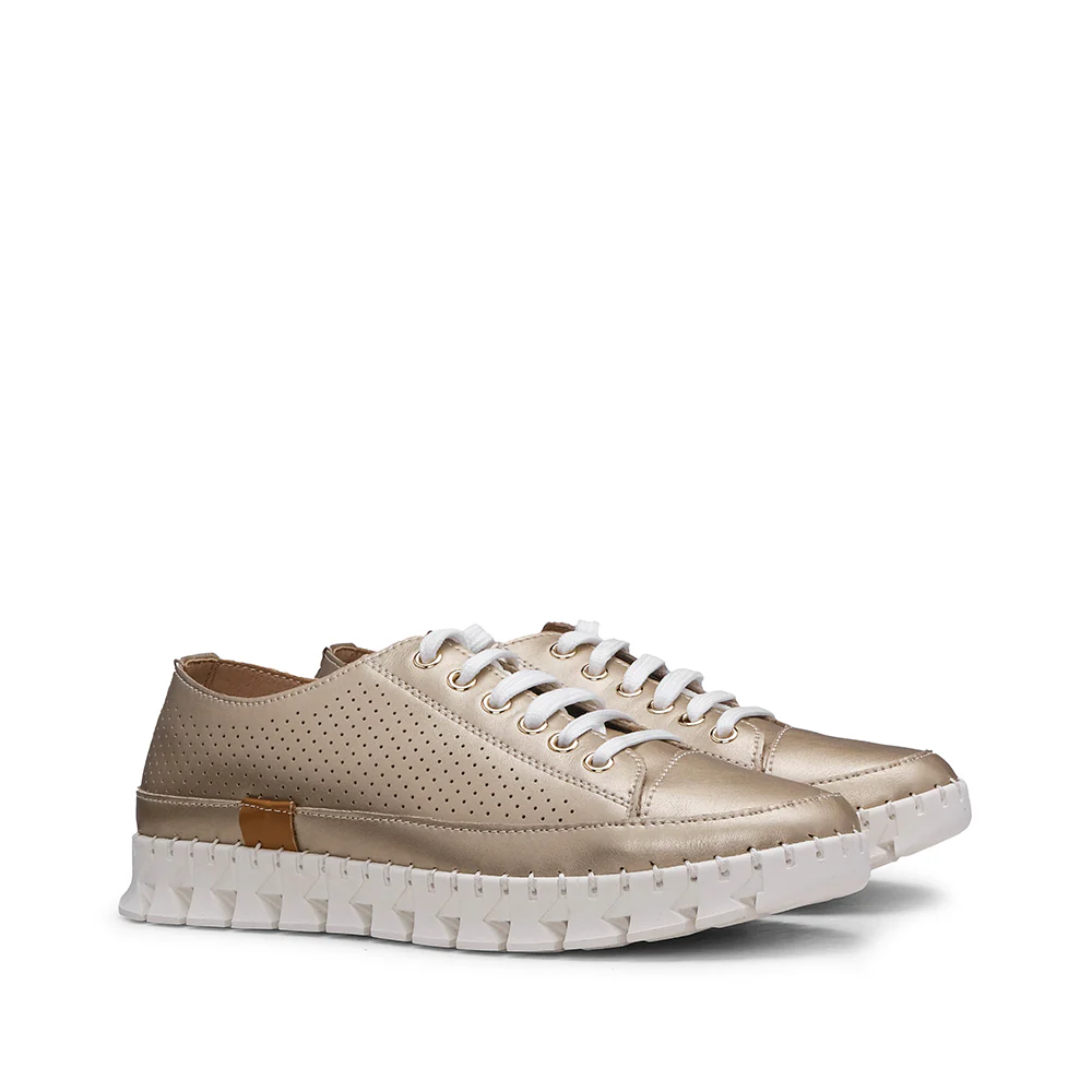 Sapatilha Casual Pele Mulher Dourado - Image 2