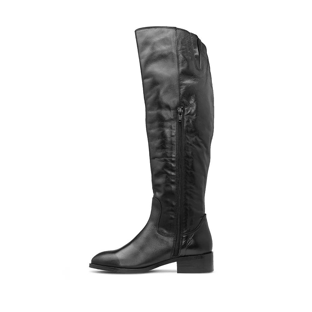 Bota Salto Raso Mulher Pele Preto - Image 2