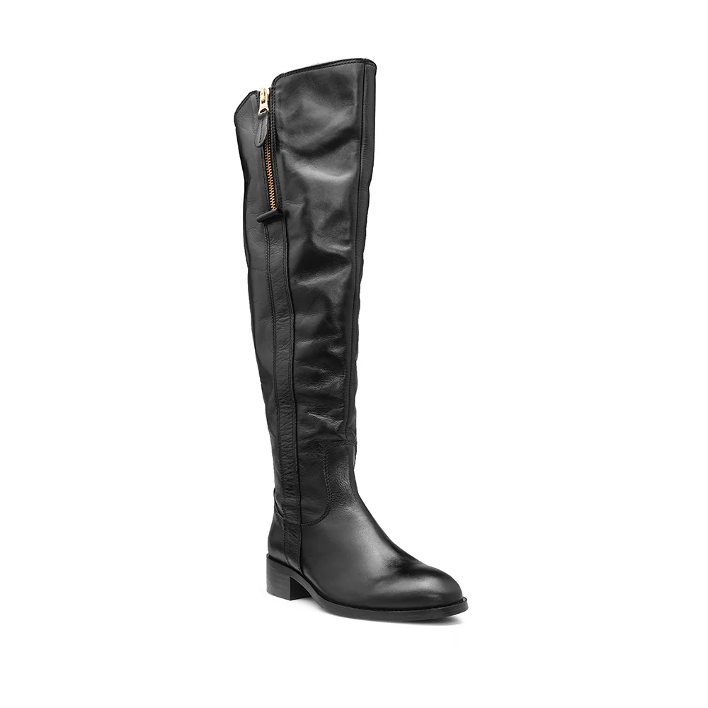 Bota Salto Raso Mulher Pele Preto - Image 3