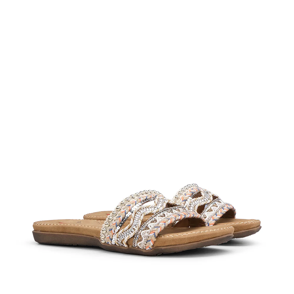 Chinelo Casual Mulher Bege - Image 2