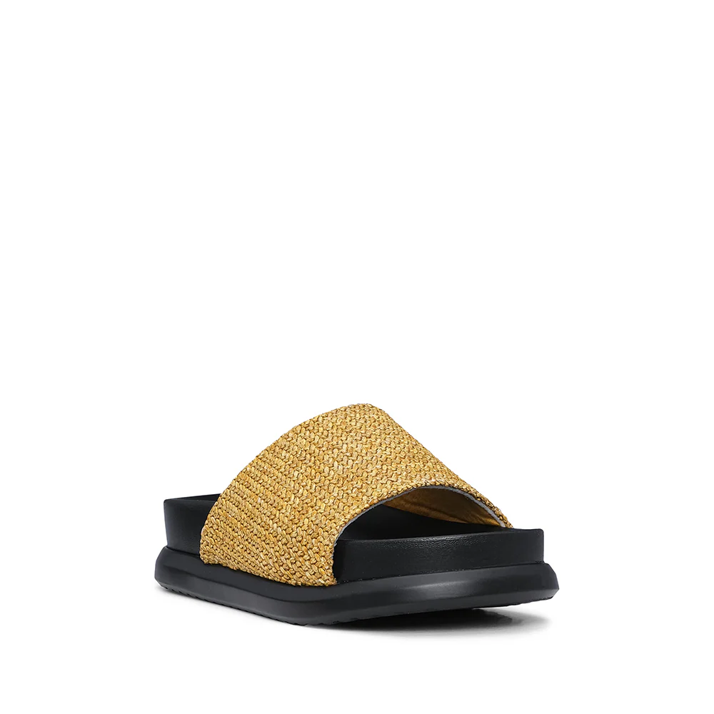 Chinelo Salto Raso Mulher Pele Sintética Amarelo - Image 3