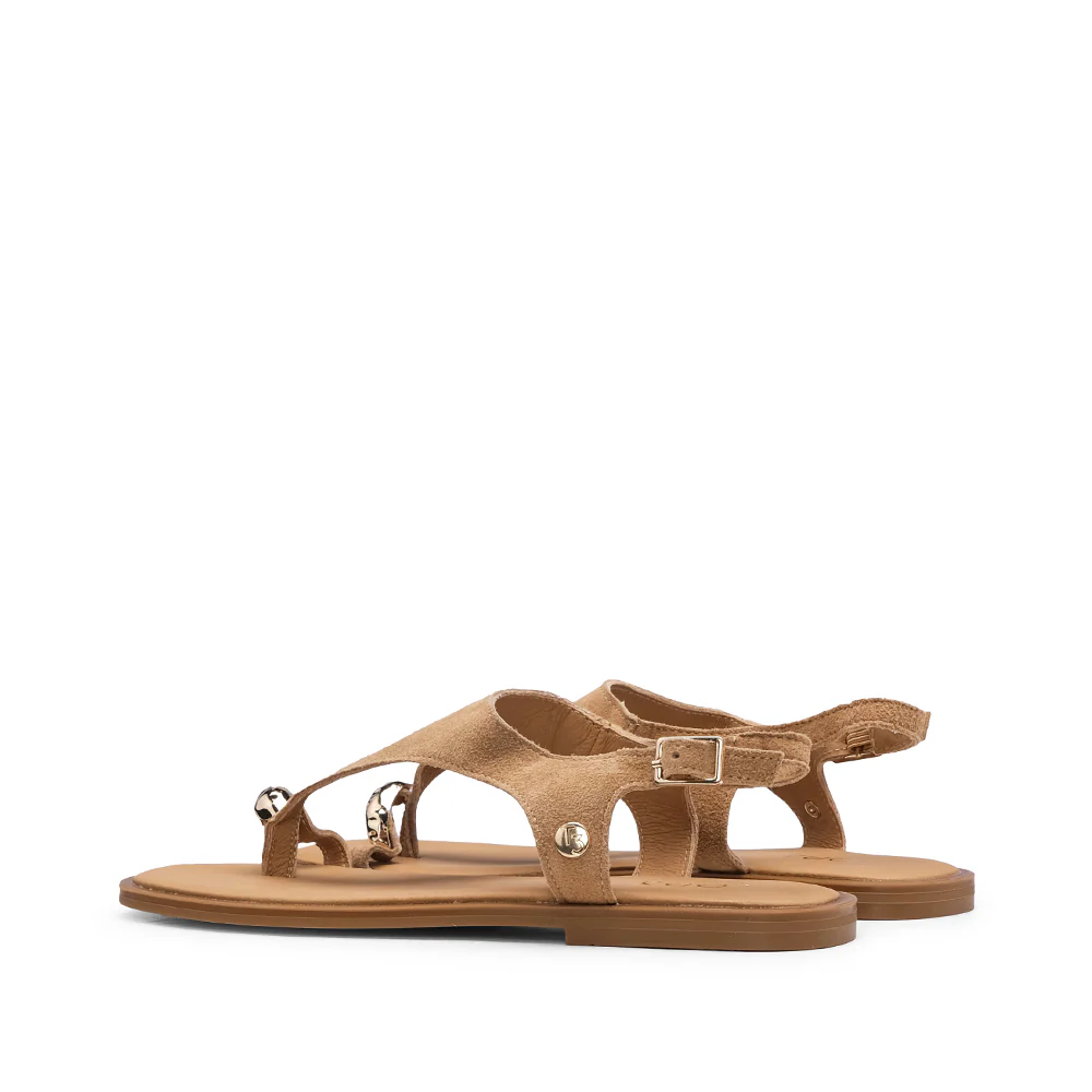 Sandália Salto Raso Mulher Camurça Camel - Image 3