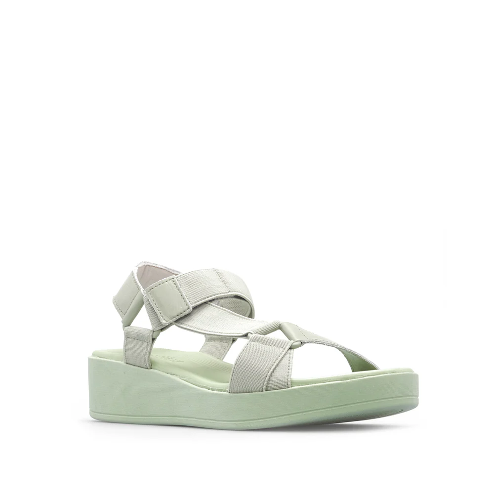 Sandália Salto Médio Mulher Têxtil Verde - Image 2
