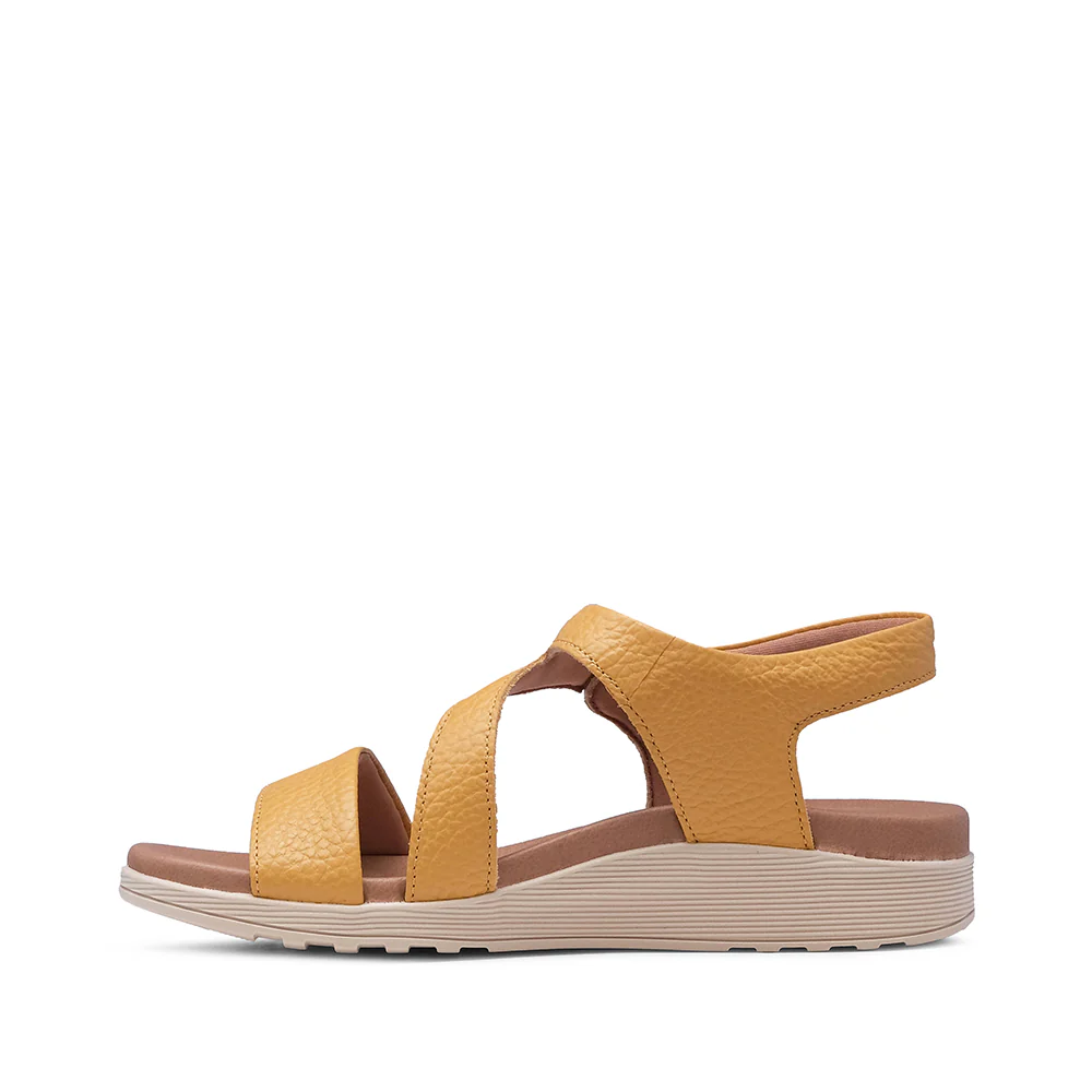 Sandália Salto Raso Mulher Pele Amarelo - Image 2