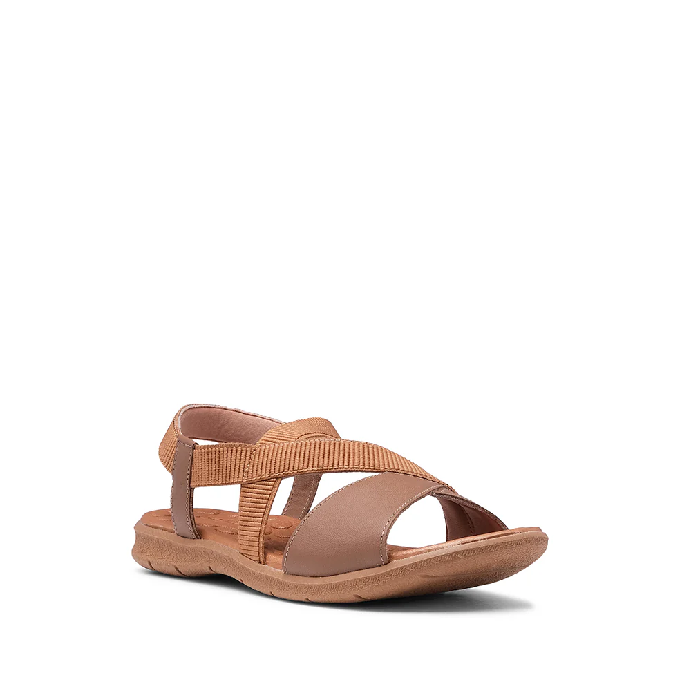 Sandália Salto Raso Mulher Pele Camel - Image 3