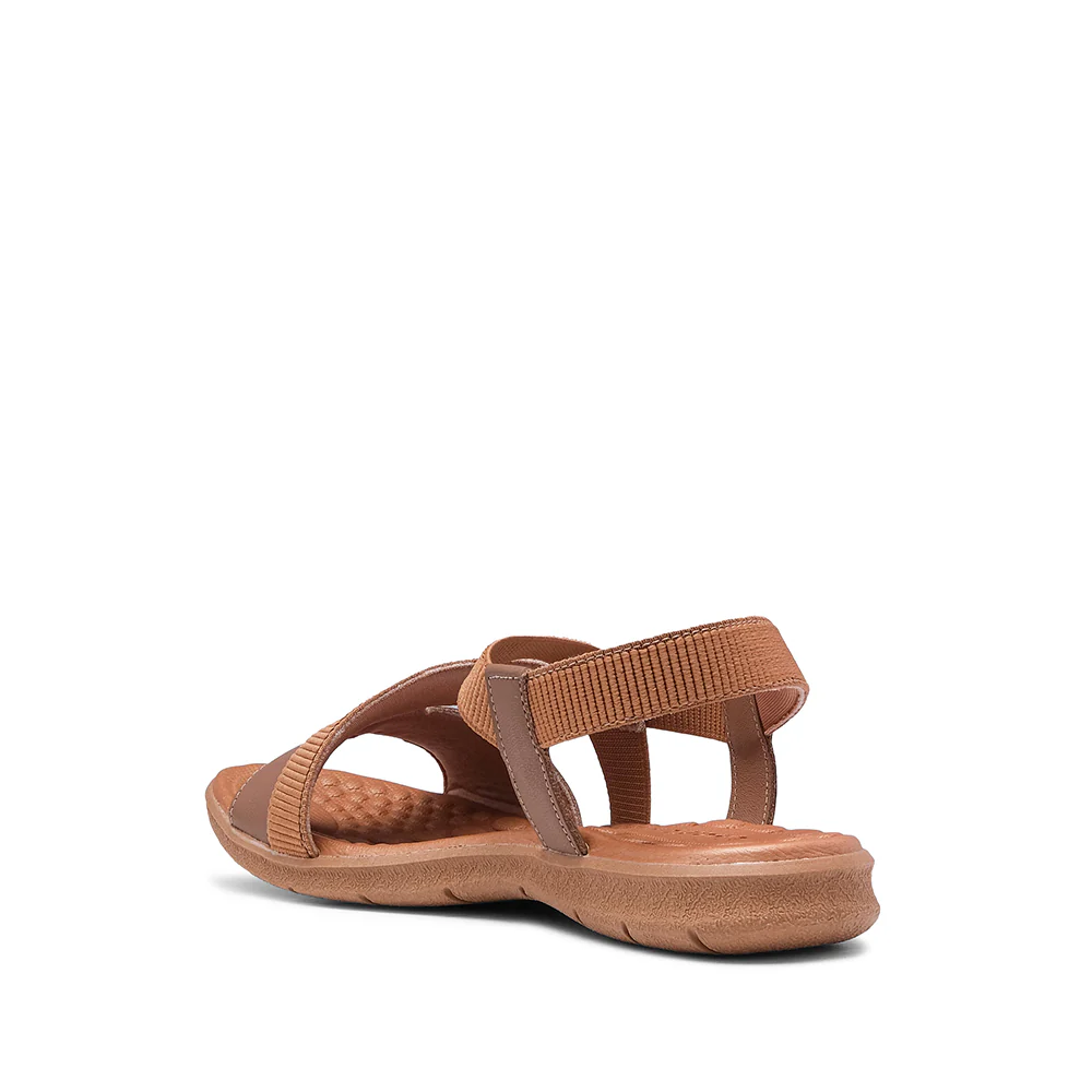 Sandália Salto Raso Mulher Pele Camel - Image 4