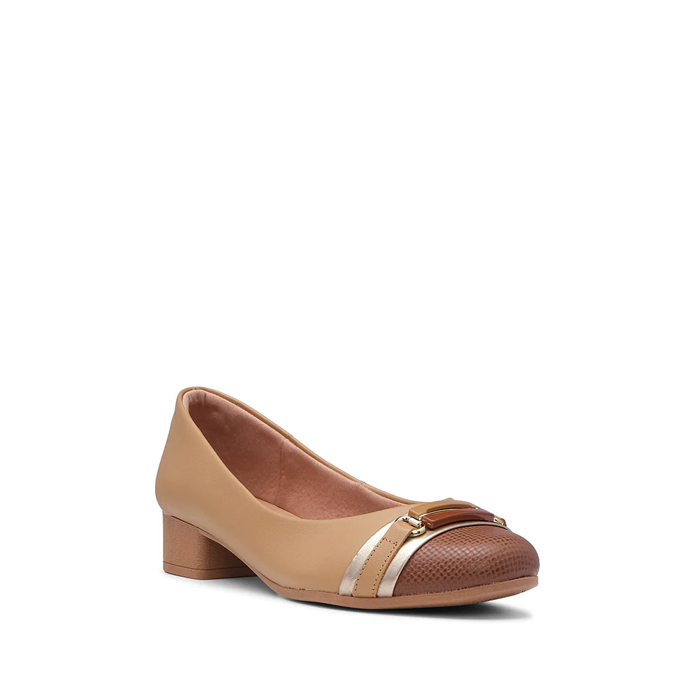 Sapato Salto Médio Mulher Pele Taupe - Image 3