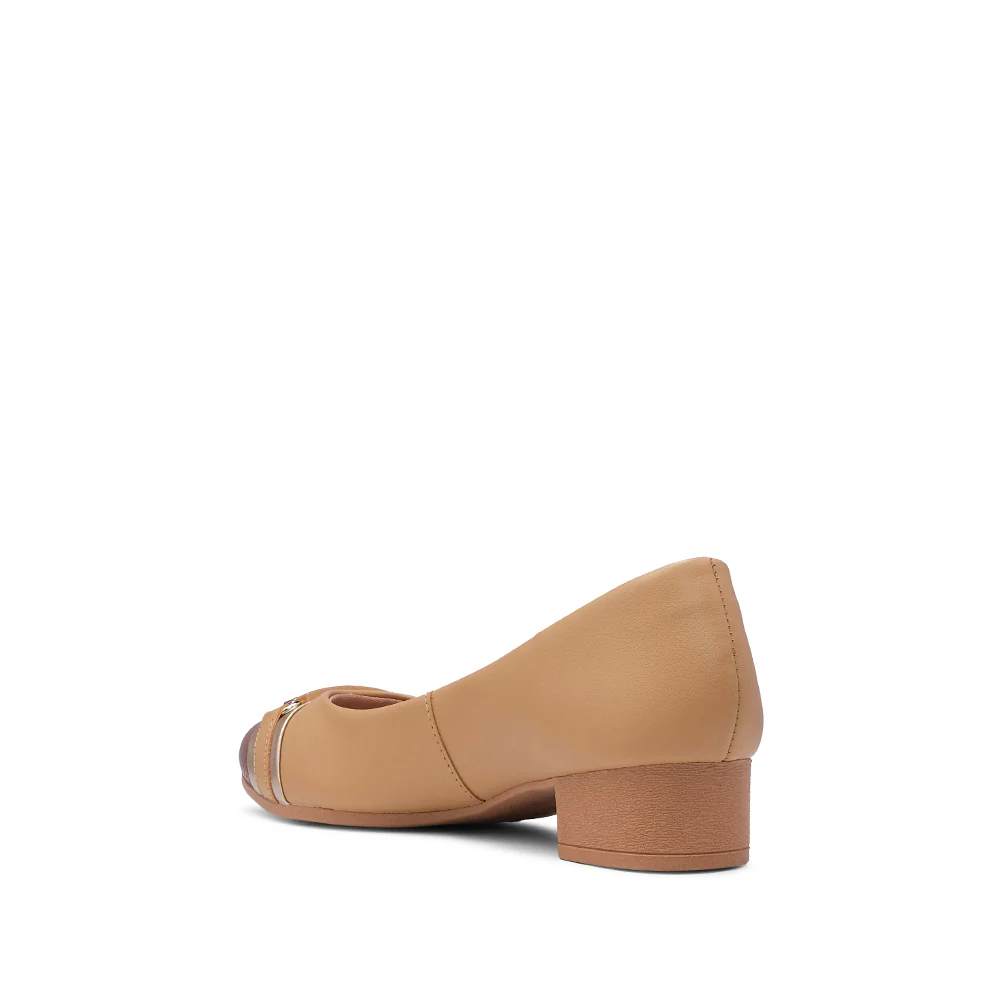 Sapato Salto Médio Mulher Pele Taupe - Image 4