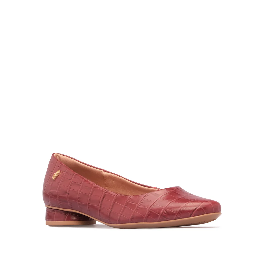 Sapato Salto Raso Mulher Animal Print Vermelho - Image 3