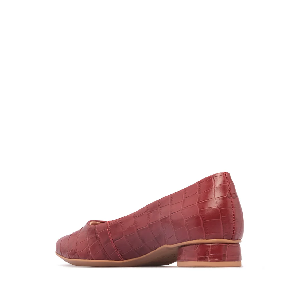 Sapato Salto Raso Mulher Animal Print Vermelho - Image 4