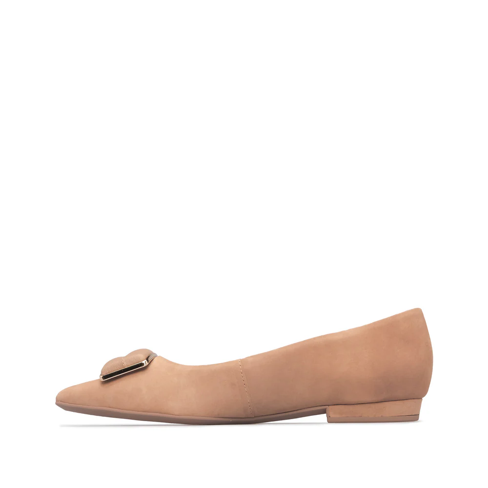 Sapato Salto Raso Mulher Nobuck Amendoa - Image 2