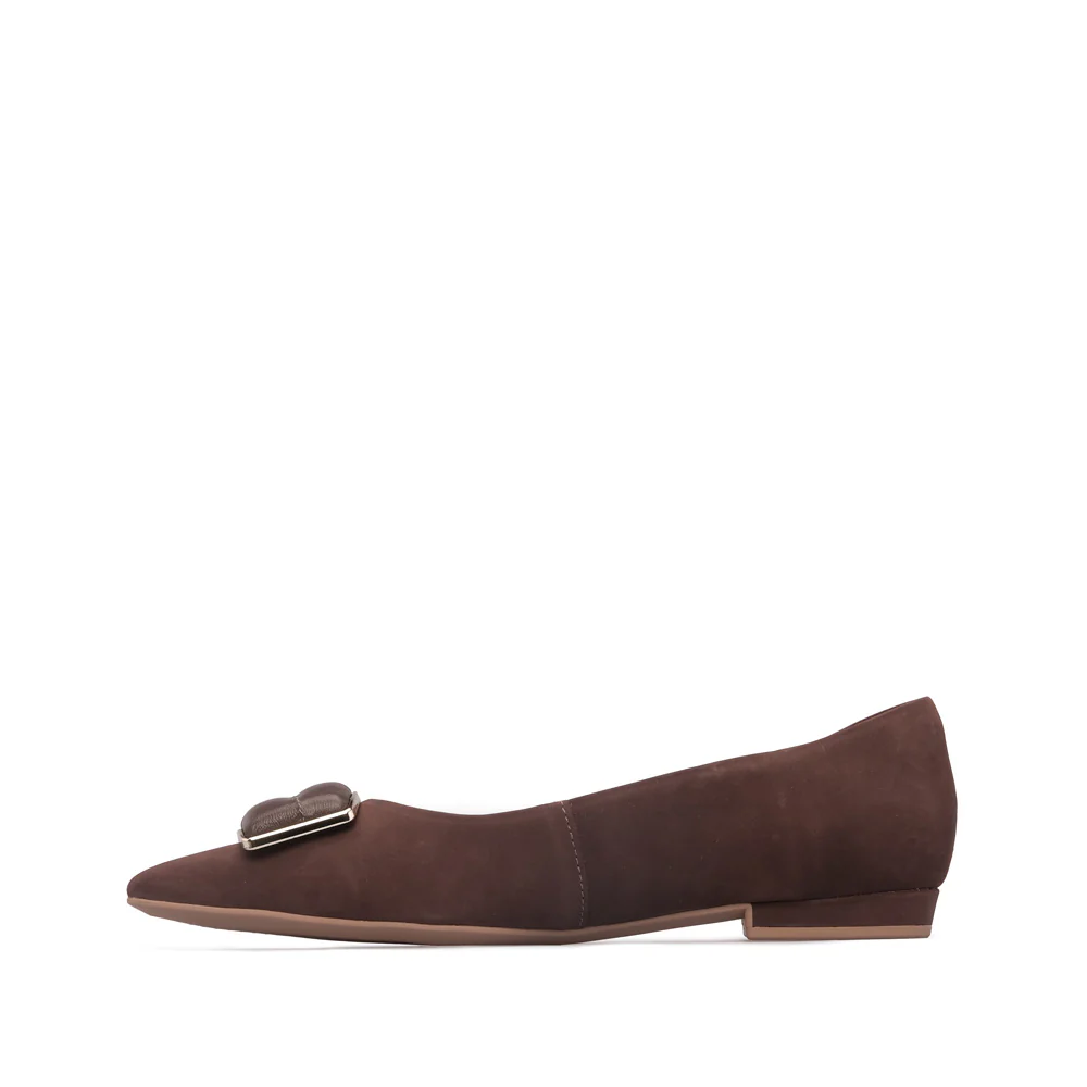 Sapato Salto Raso Mulher Nobuck Castanho - Image 2
