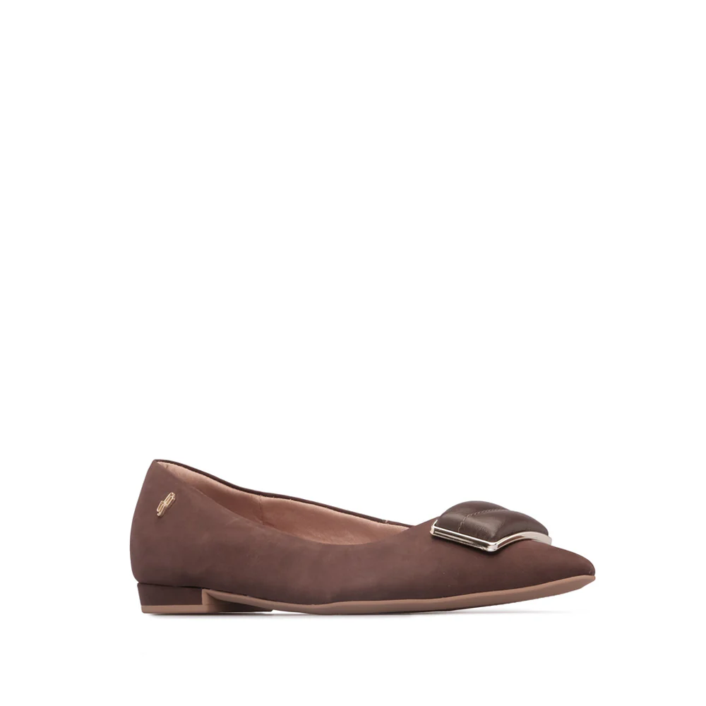 Sapato Salto Raso Mulher Nobuck Castanho - Image 3