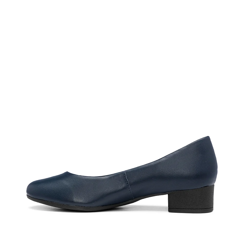 Sapato Salto Raso Mulher Pele Azul Marinho - Image 2