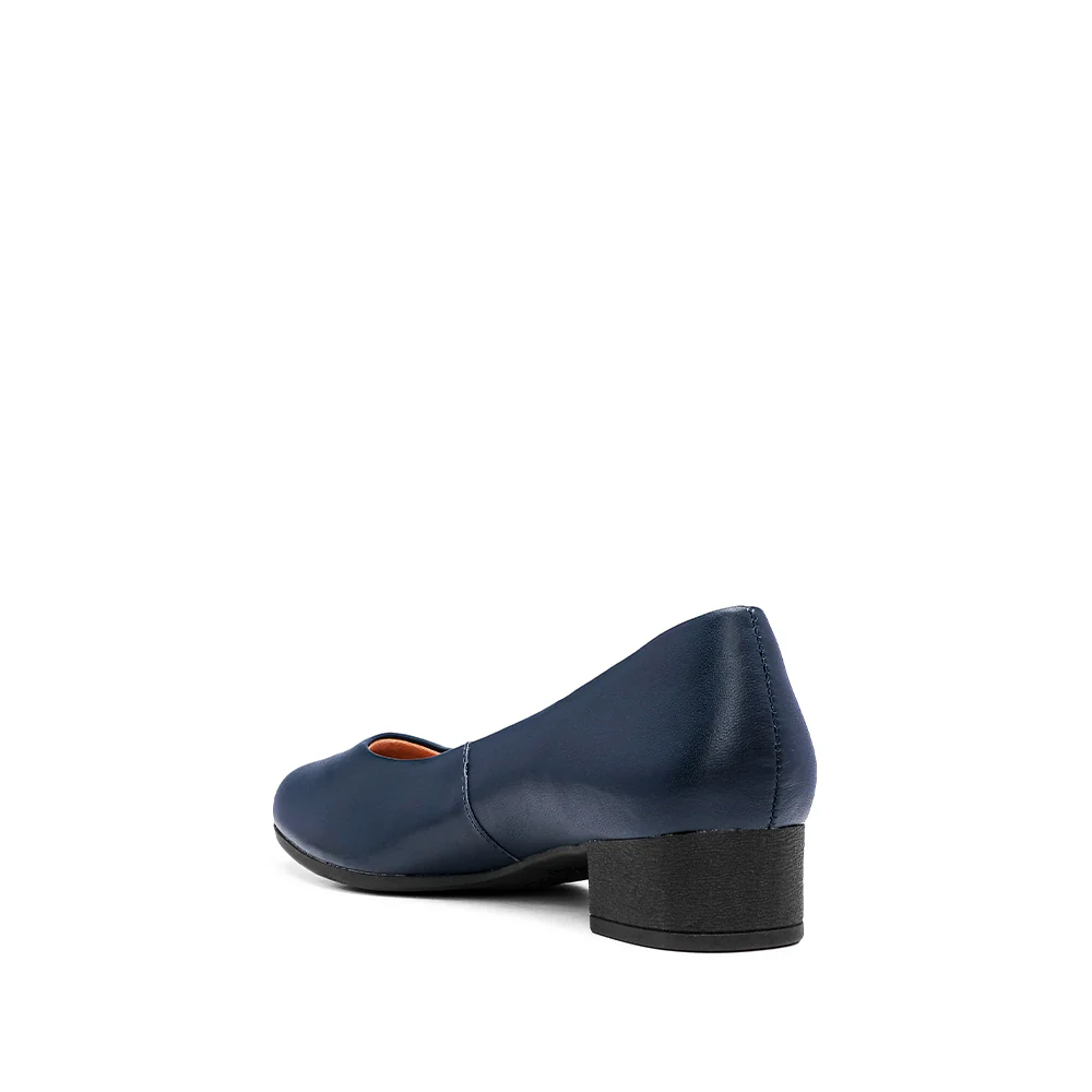 Sapato Salto Raso Mulher Pele Azul Marinho - Image 4