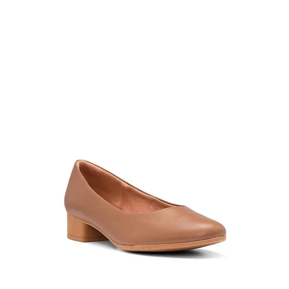 Sapato Salto Raso Mulher Pele Camel - Image 3