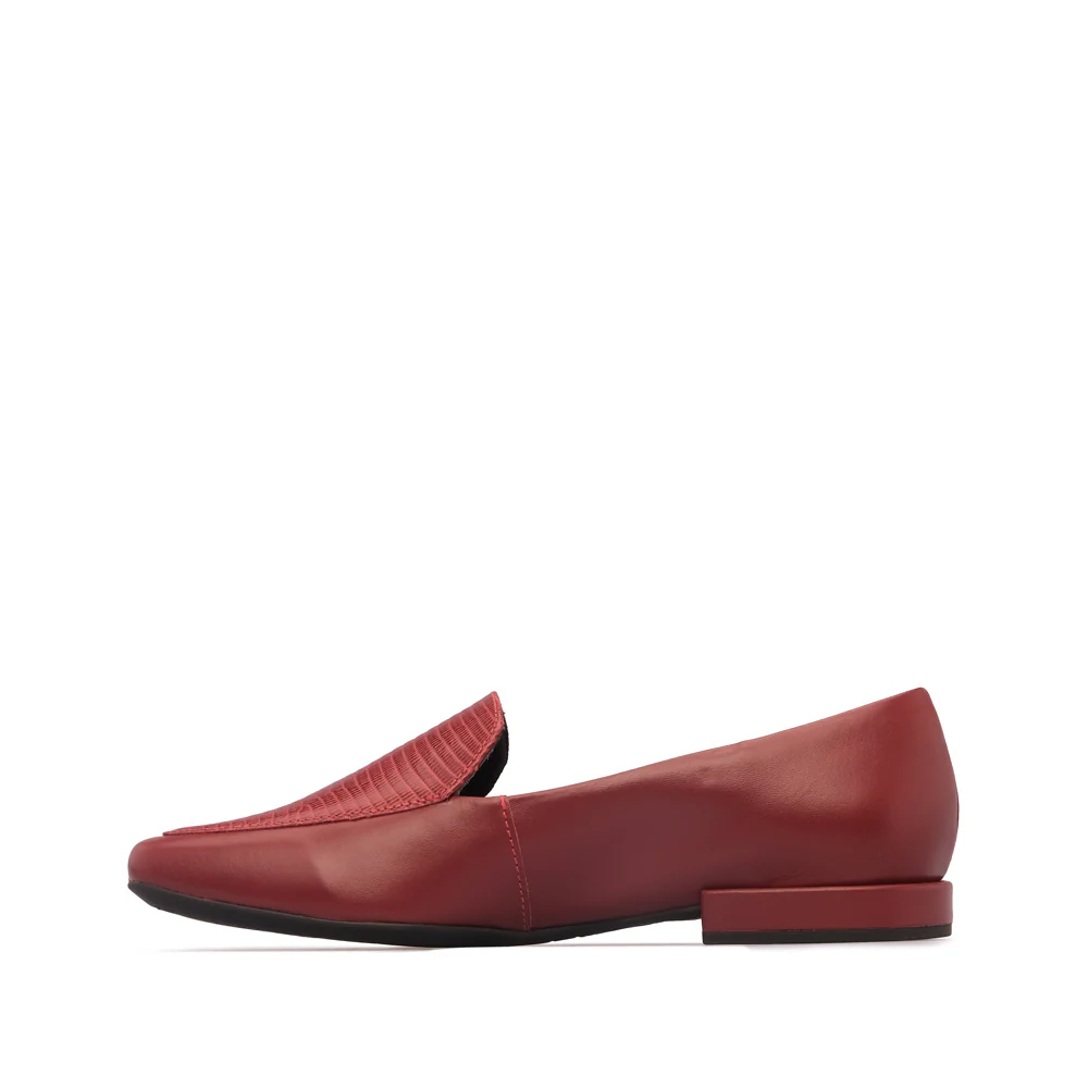 Sapato Salto Raso Mulher Pele Vermelho - Image 2