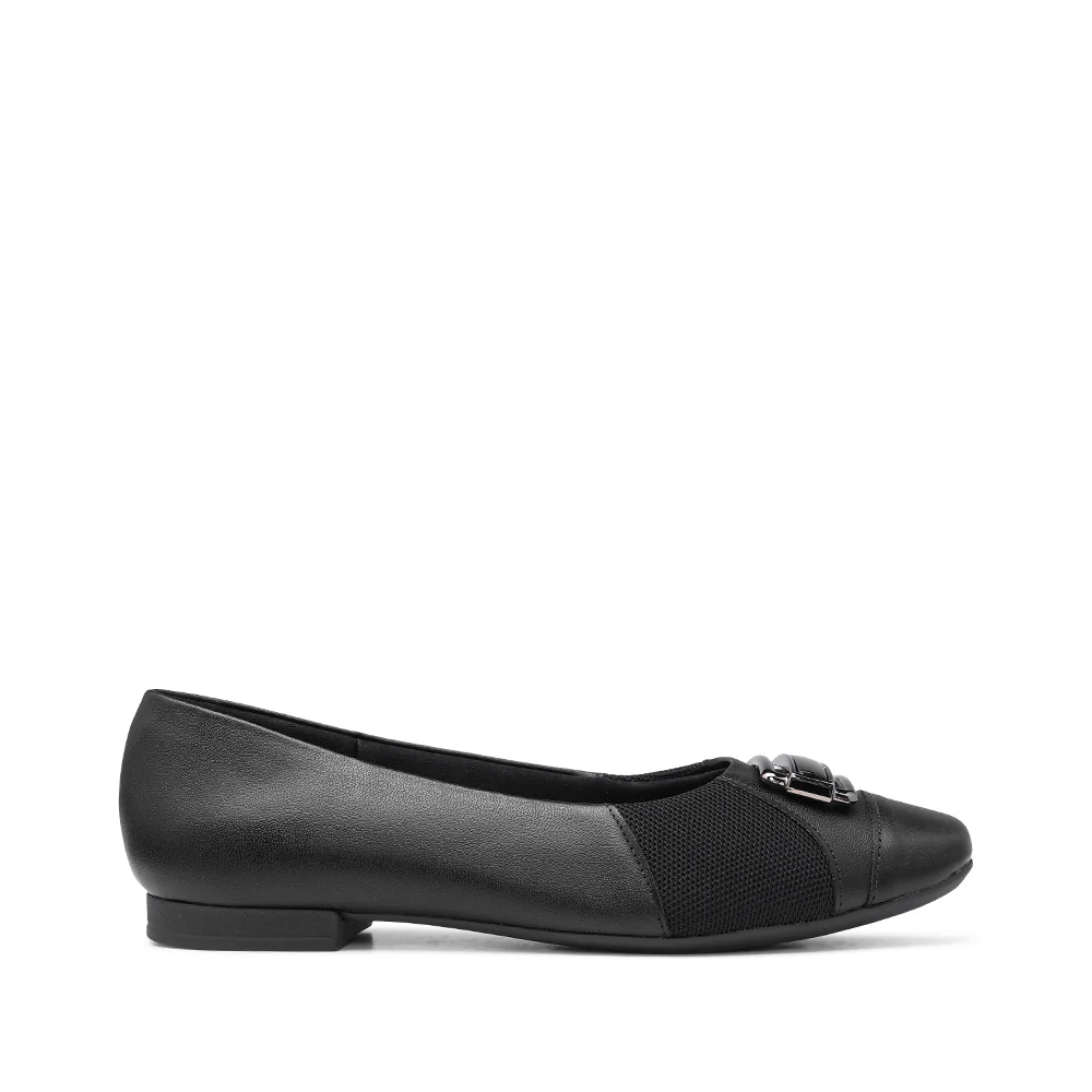 Sapato Salto Raso Mulher Pele Preto