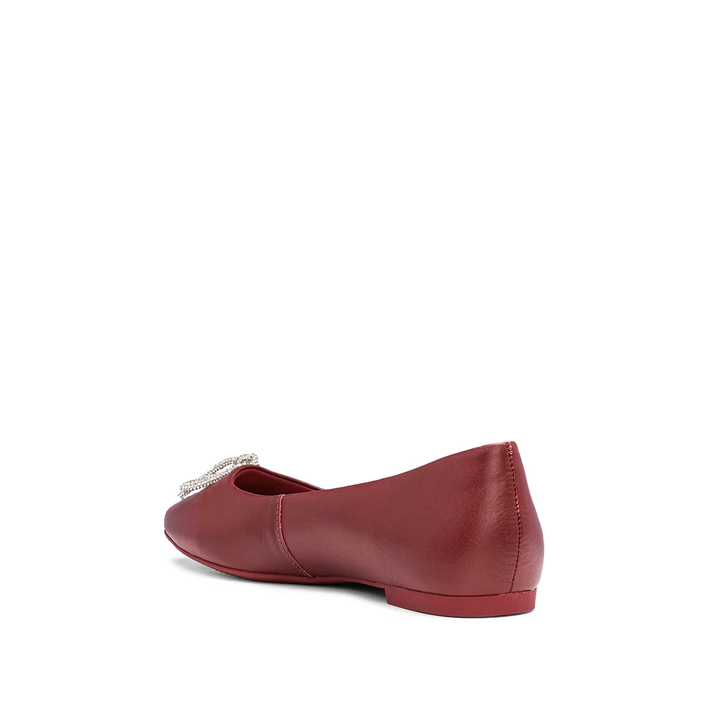 Sapato Salto Raso Mulher Pele Bordeaux - Image 4