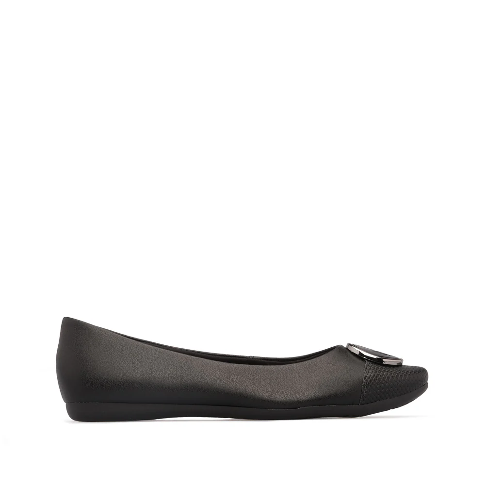 Sapato Salto Raso Mulher Pele Preto